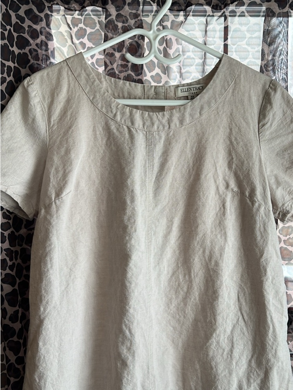 Ellen Tracy Natural/Cream Short Sleeve Linen Tunic